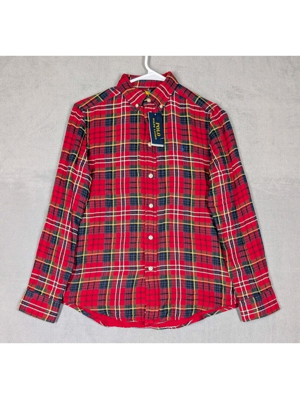 Polo Ralph Lauren Boys Large 14/16 Red Plaid Lined Flannel Shirt Button Pony NWT